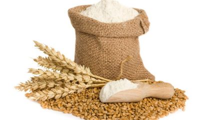 flour in small burlap sack