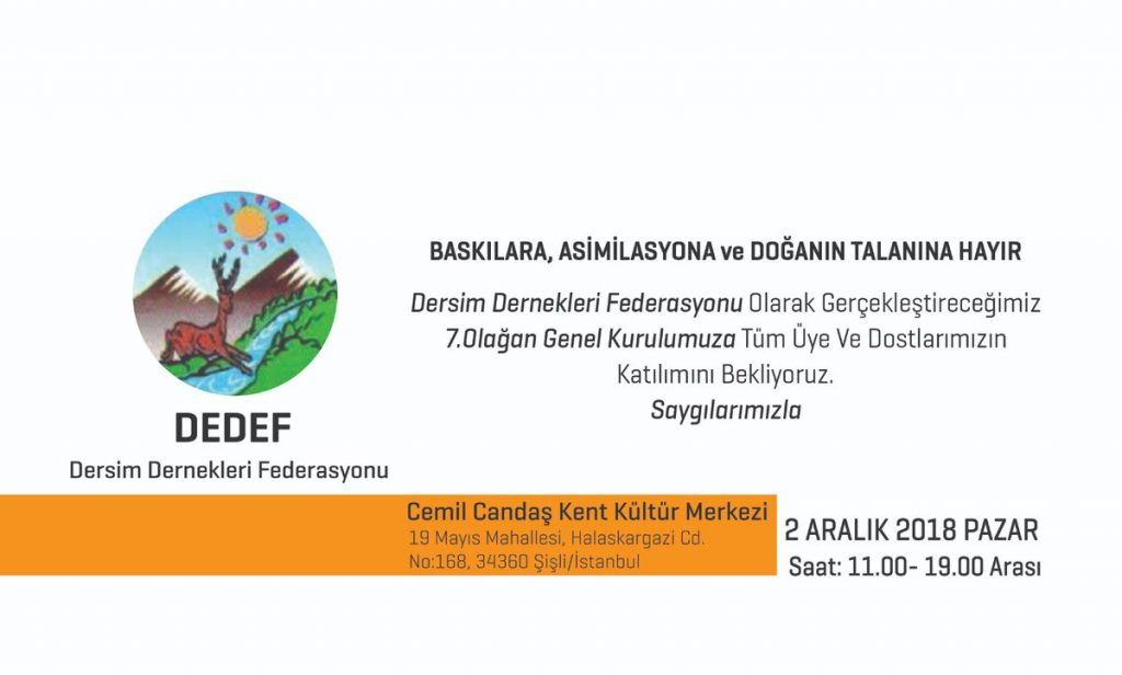 DEDEF 7. Olağan Genel Kuruluna Çağrı Yaptı