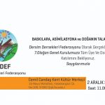 DEDEF 7. Olağan Genel Kuruluna Çağrı Yaptı