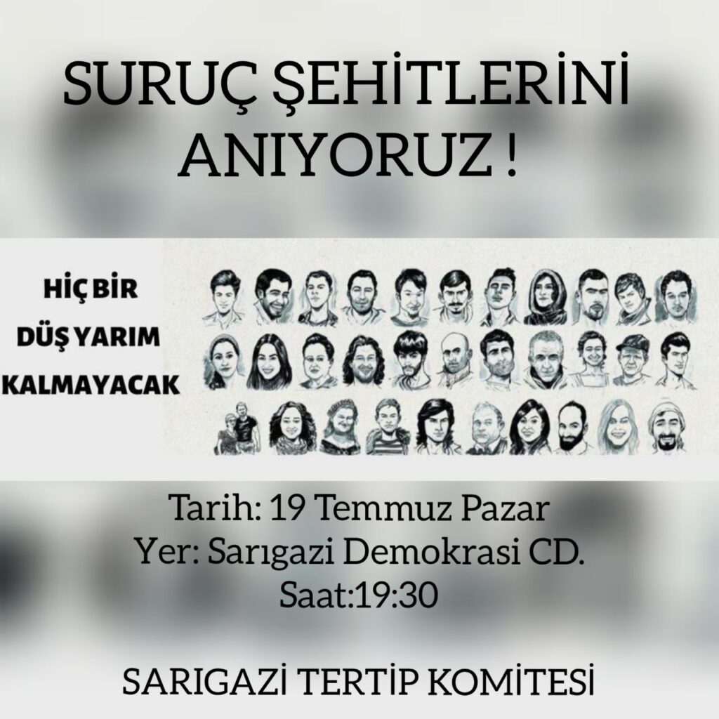 İstanbul Sarıgazi’de Suruç Katliamı anması yapılacak
