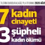 Kadın Cinayetlerini Durduracağız Platformu(KCDP) Ağustos ayında 27 kadın katledild