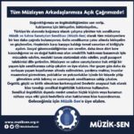 Müzik-Sen’den müzisyenlere çağrı: Haklarımız için birleşelim