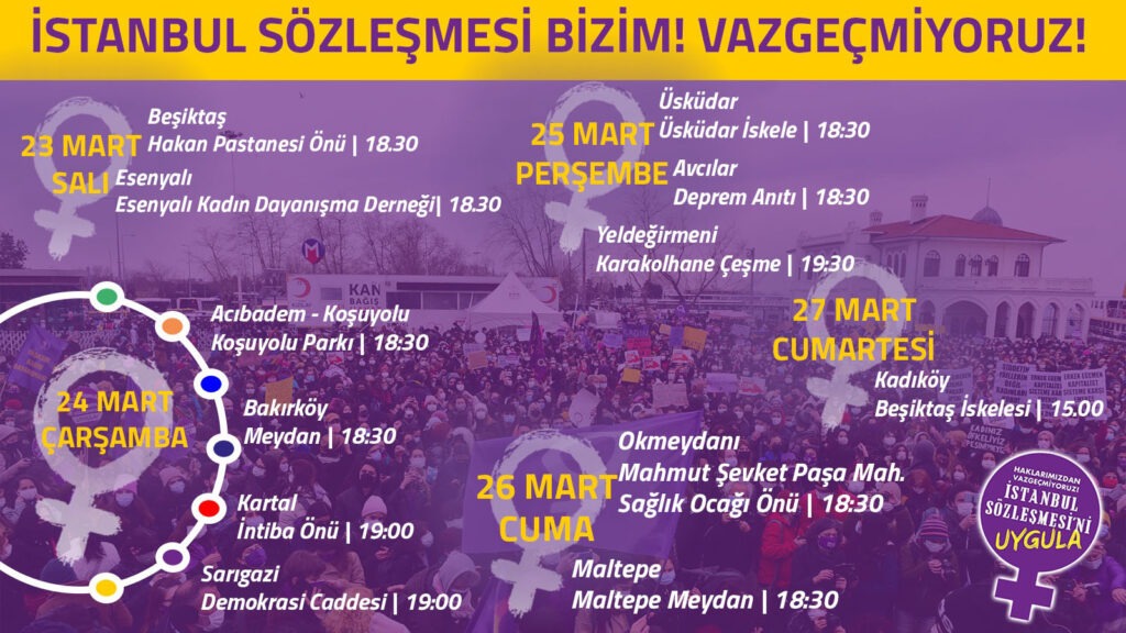 Kadınlar İstanbul Sözleşmesinin feshine karşı sokak sokak direnişte: “İstanbul Sözleşmesi Bizim!”