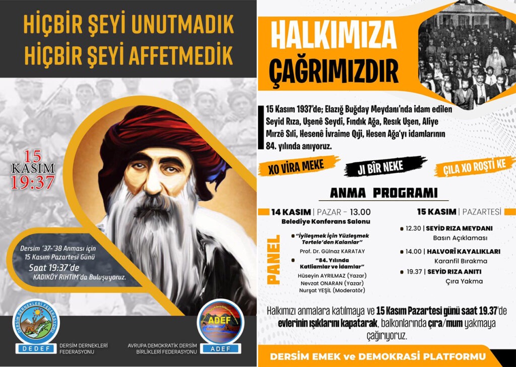 84 yıl önce idam edilen Seyit Rıza ve arkadaşları anılacak