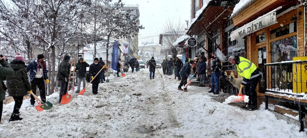 Dersim halkı, Belediyenin dayanışma çağrısıyla kar temizleme çalışması yaptı