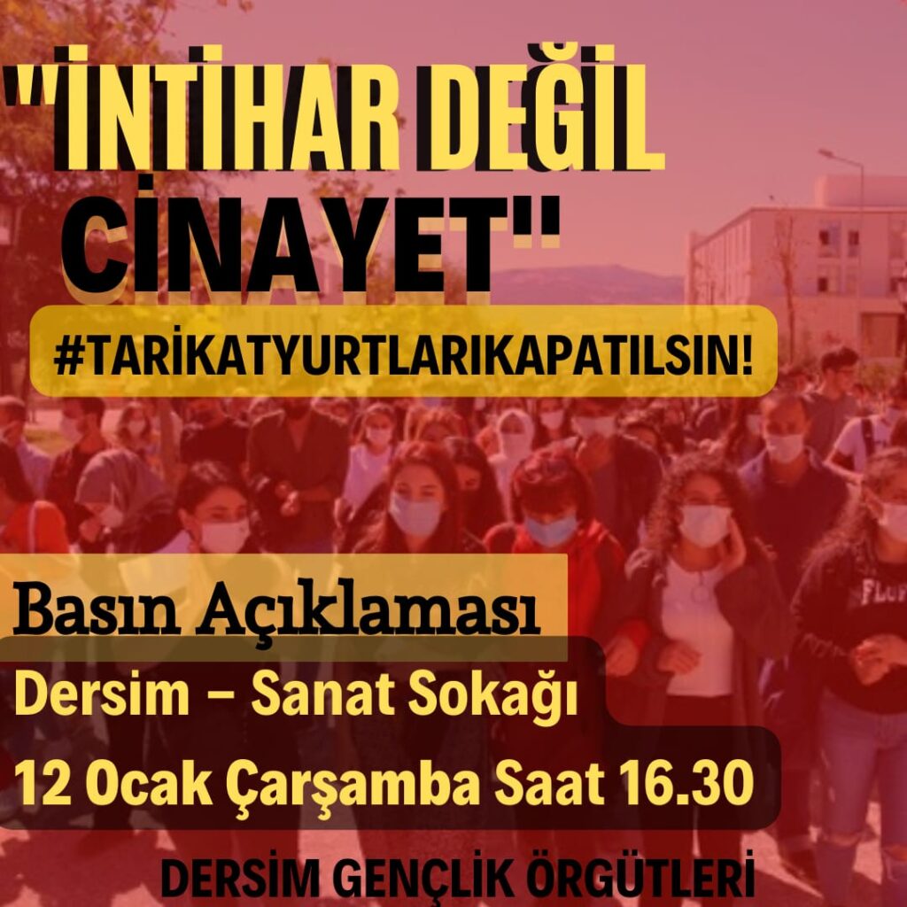 Dersim’de gençlik örgütleri açıklama yapacak: İntihar değil cinayet!