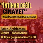Dersim’de gençlik örgütleri açıklama yapacak: İntihar değil cinayet!