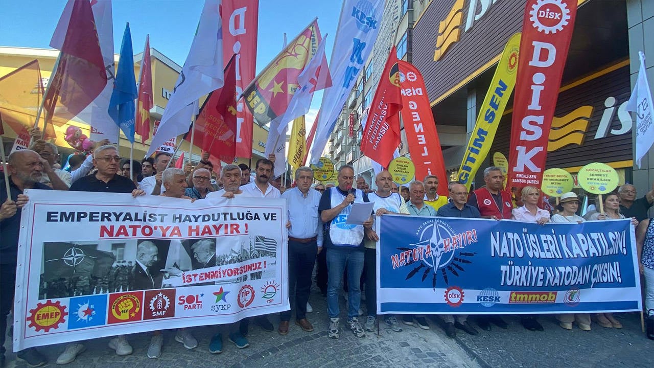samsun da nato protestosu emek baris ve demokrasi icin nato ya hayir
